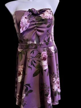 Charlotte Russe Purple Floral Strapless Mini Dress